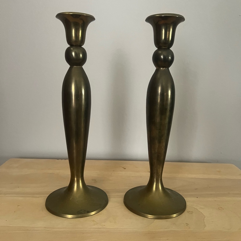 Brass Candlestick Pair - Picture 1 of 2